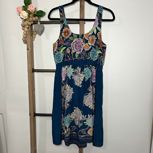 Moulinette Soeurs Mable Blue‎ Floral Silk Dress Size Small - Picture 5 of 8